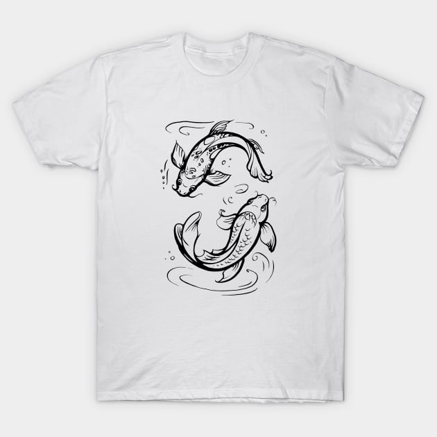 Koi fishes, Pisces zodiac sign T-Shirt by Yulla